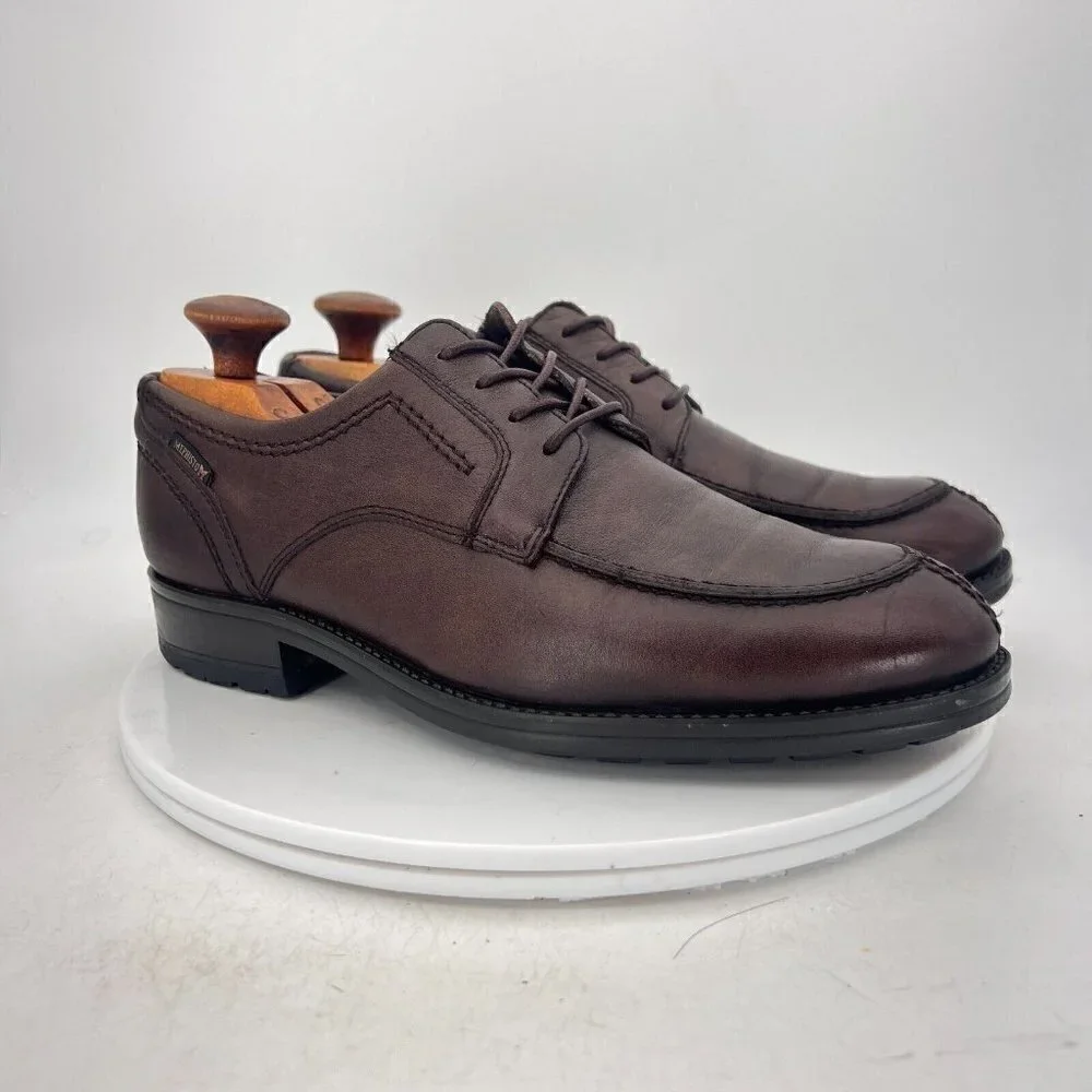Mephisto Men Size 8 Dark Brown Leather Split Toe Lace Up Derby Dress Shoes